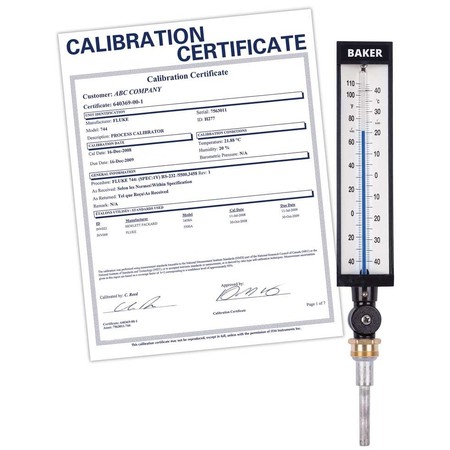 BAKER INSTRUMENTS 9VU35-115 Industrial Thermometer, 40 to 110 deg F (-40 to 43 deg C) 9VU35-115-NIST